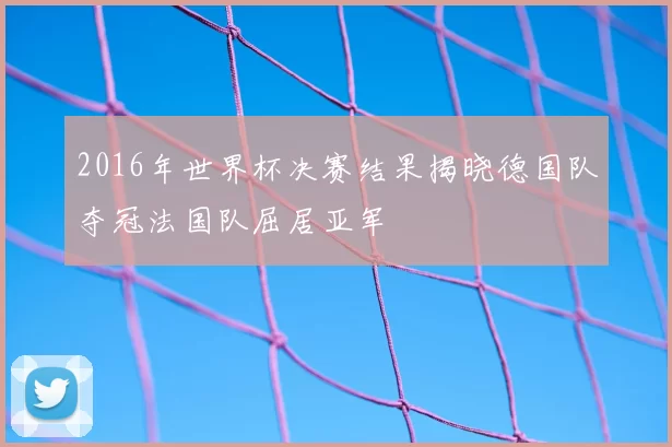 2016年世界杯决赛结果揭晓德国队夺冠法国队屈居亚军